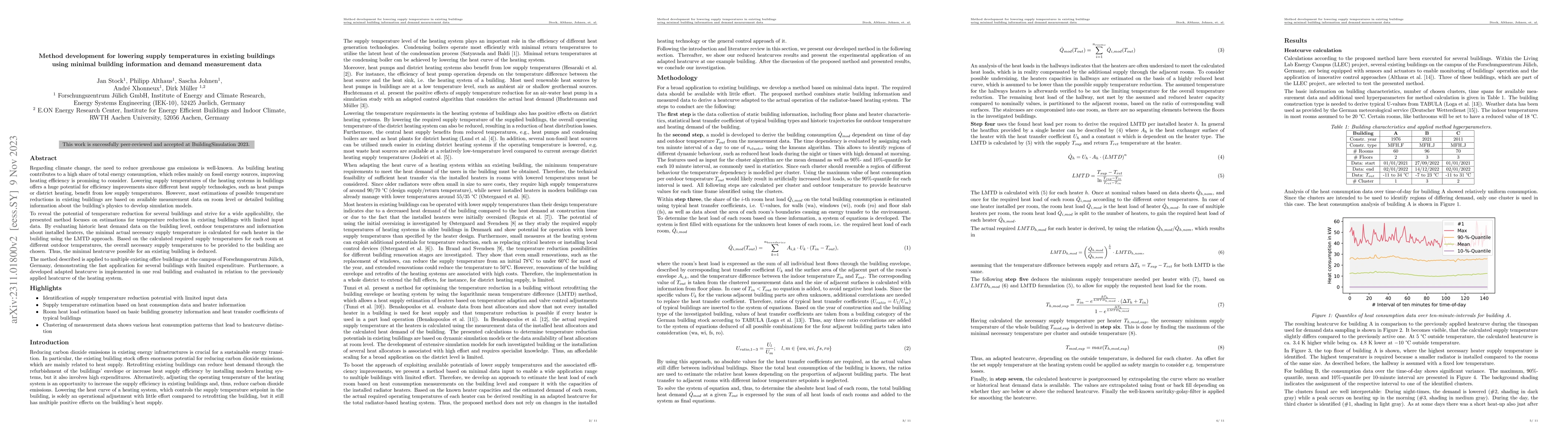 Thumbnail for Method development for lowering supply temperatures in existing
  buildings using minimal building information and demand measurement data