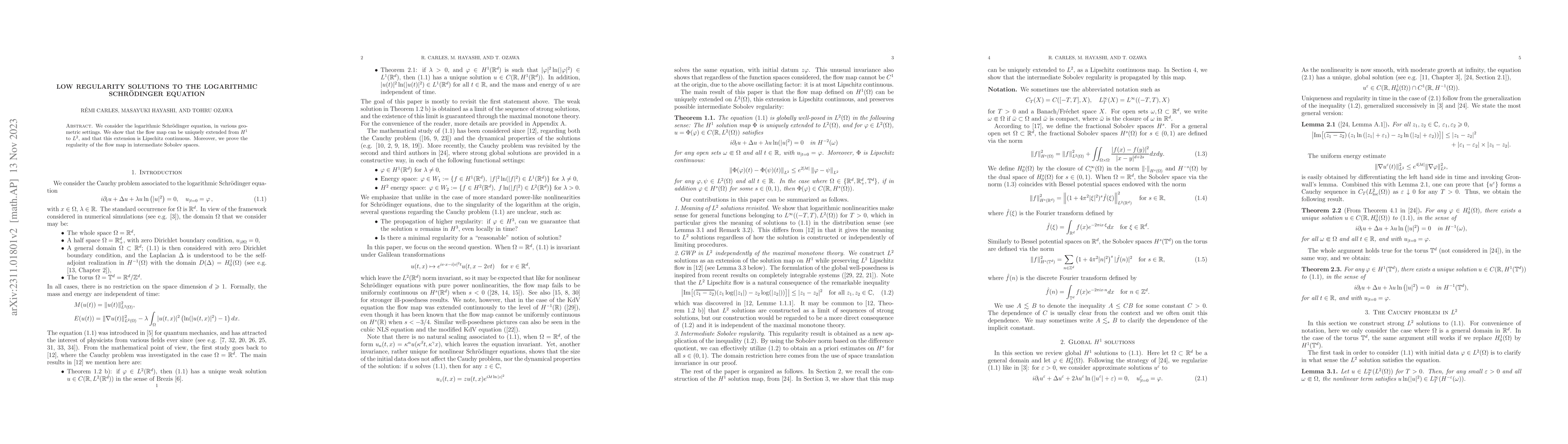 Thumbnail for Low regularity solutions to the logarithmic Schrodinger equation