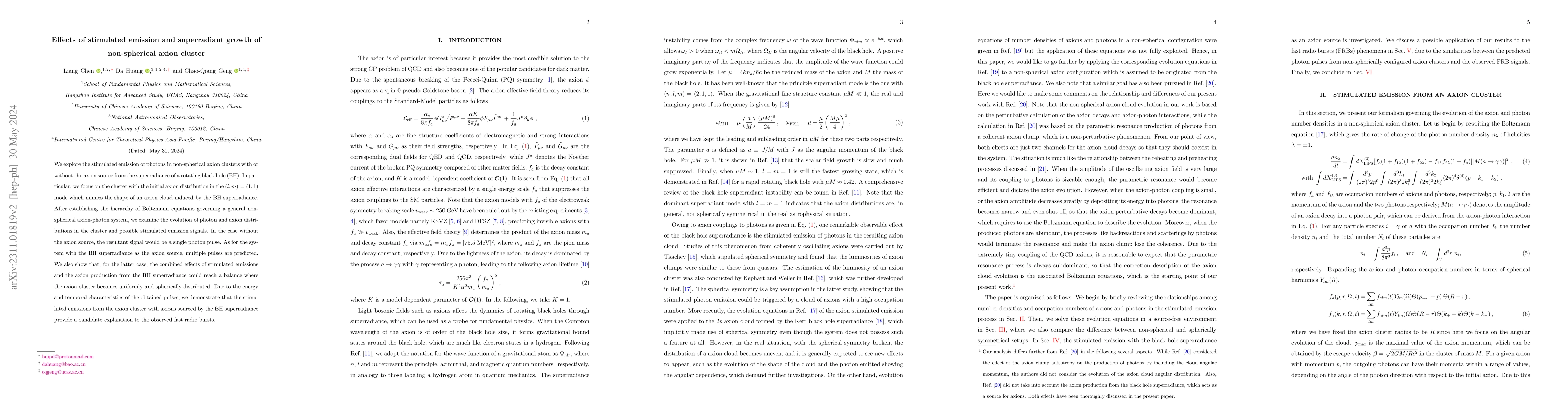Thumbnail for Effects of stimulated emission and superradiant growth of non-spherical
  axion cluster