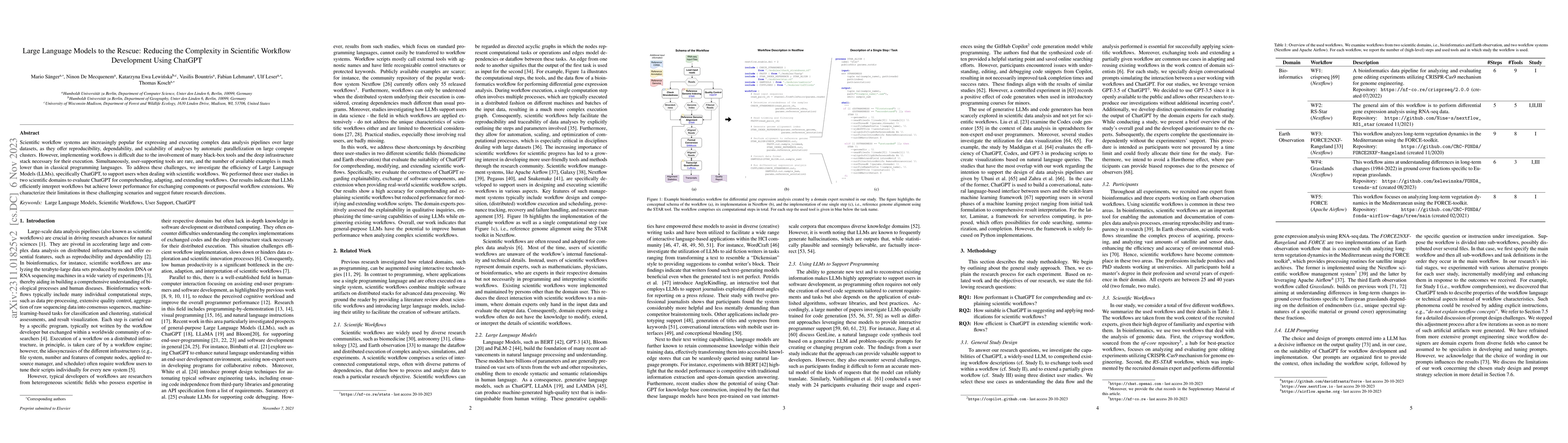Thumbnail for Large Language Models to the Rescue: Reducing the Complexity in
  Scientific Workflow Development Using ChatGPT