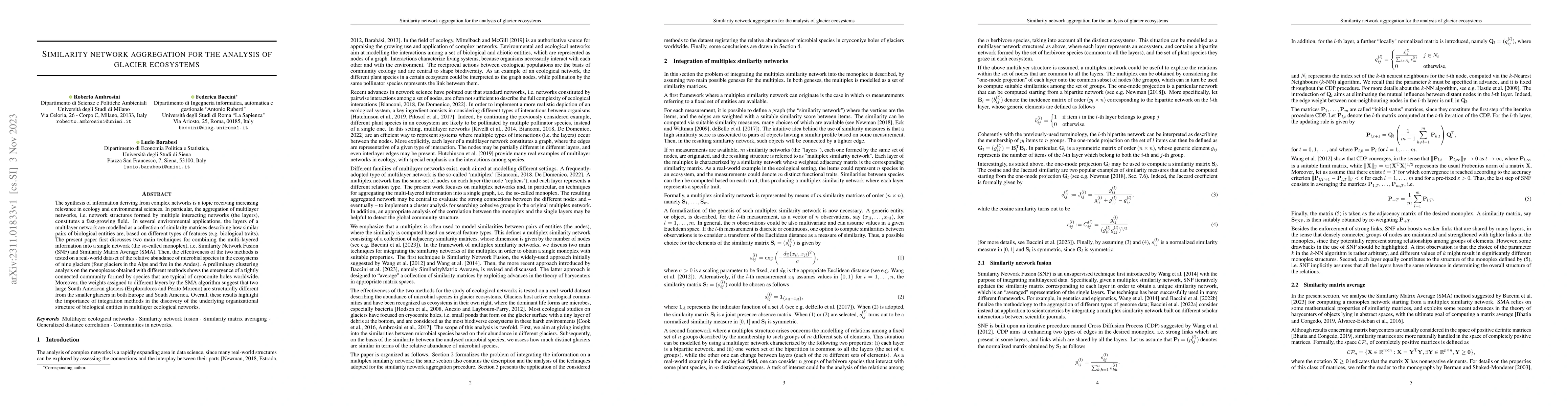 Thumbnail for Similarity network aggregation for the analysis of glacier ecosystems