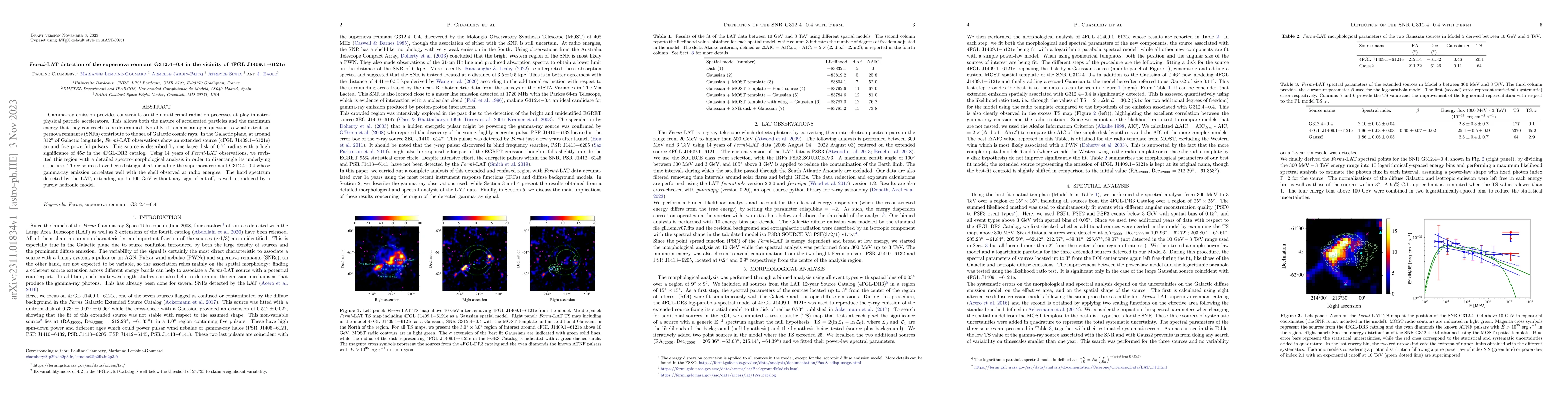 Thumbnail for Fermi-LAT detection of the supernova remnant G312.4-0.4 in the vicinity
  of 4FGL J1409.1-6121e