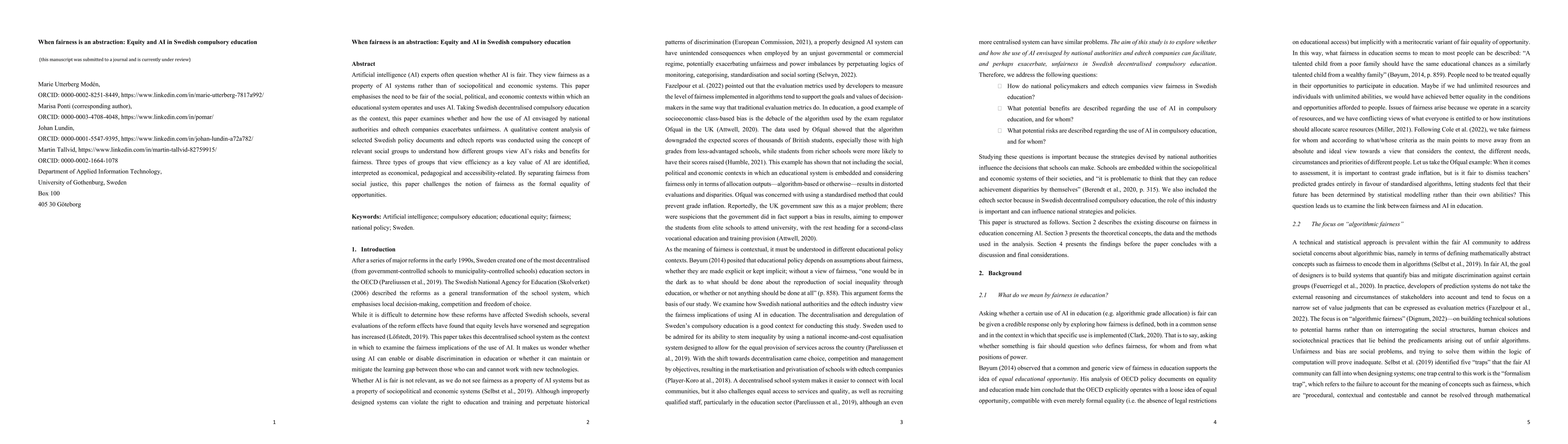 Thumbnail for When fairness is an abstraction: Equity and AI in Swedish compulsory
  education
