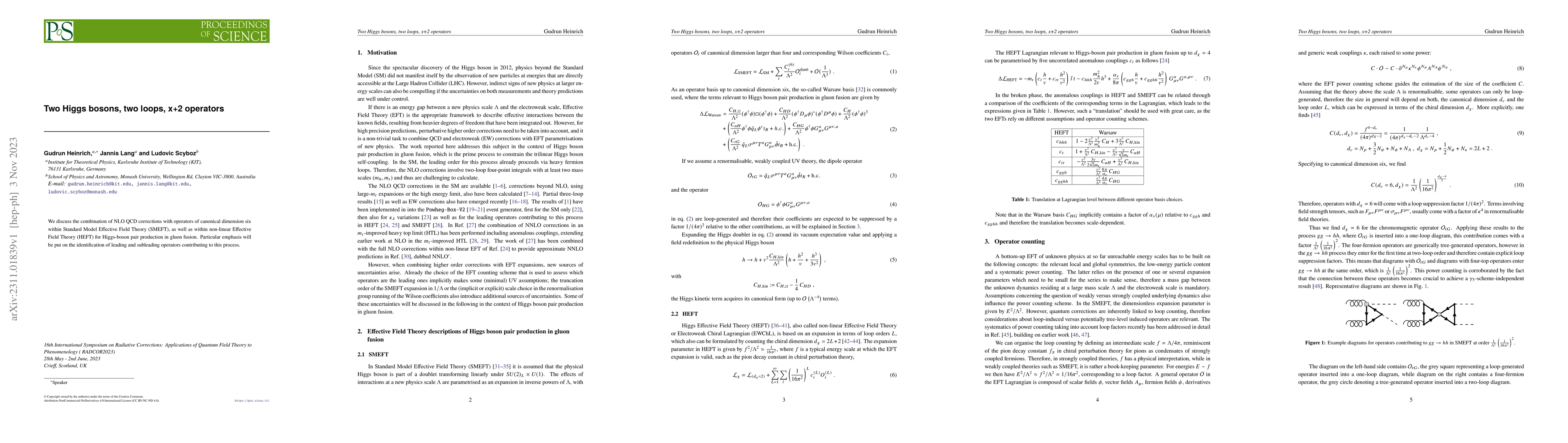 Thumbnail for Two Higgs bosons, two loops, x+2 operators