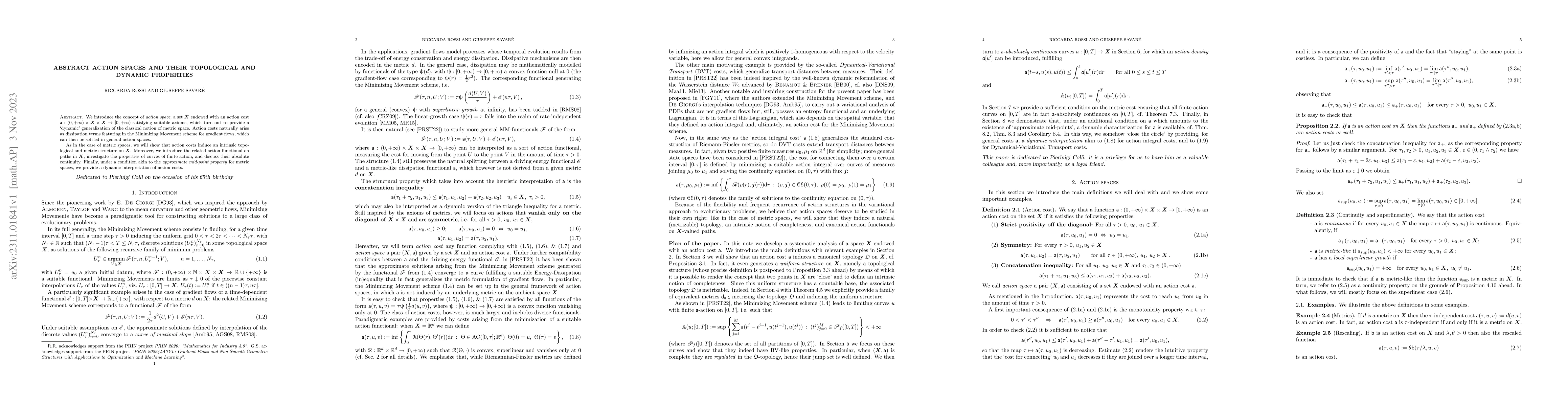 Thumbnail for Abstract Action Spaces and their topological and dynamic properties