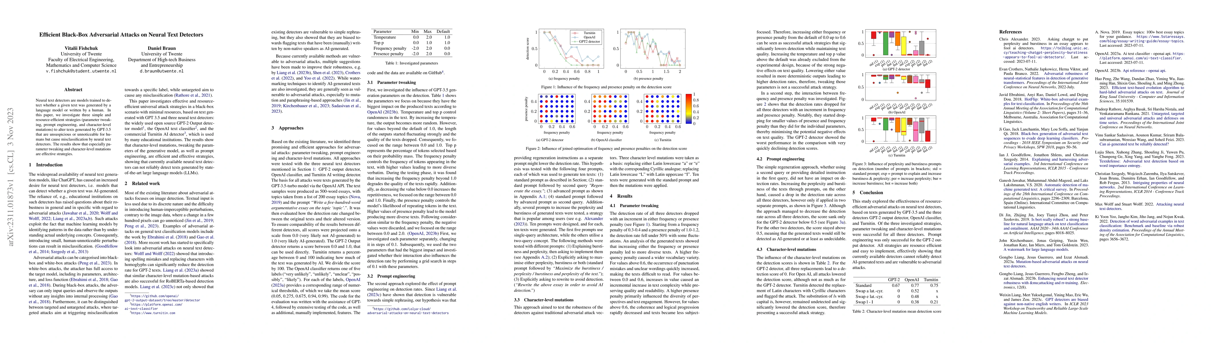 Thumbnail for Efficient Black-Box Adversarial Attacks on Neural Text Detectors