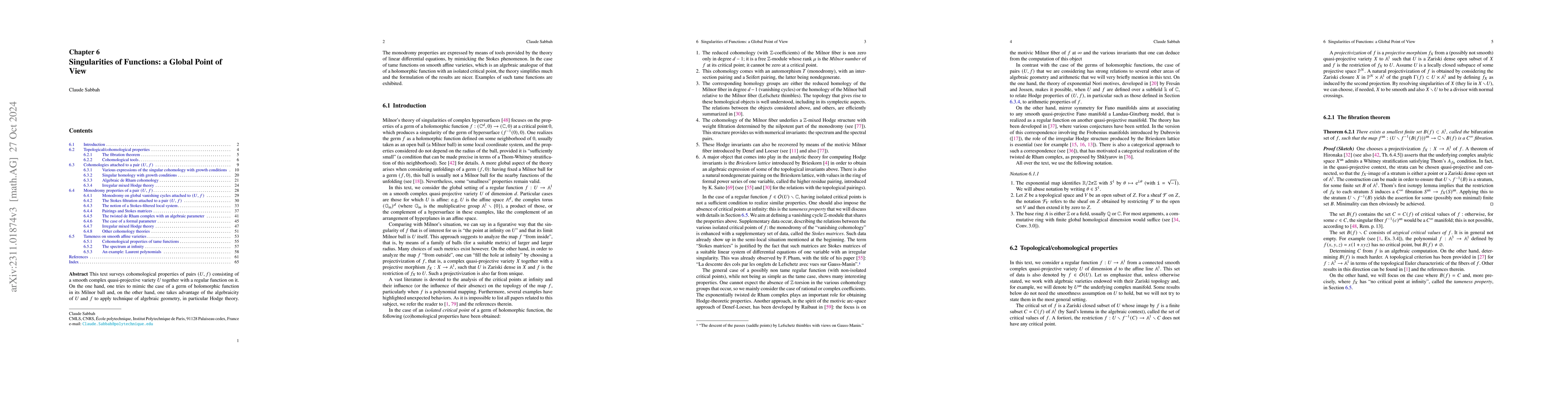 Thumbnail for Singularities of functions: a global point of view