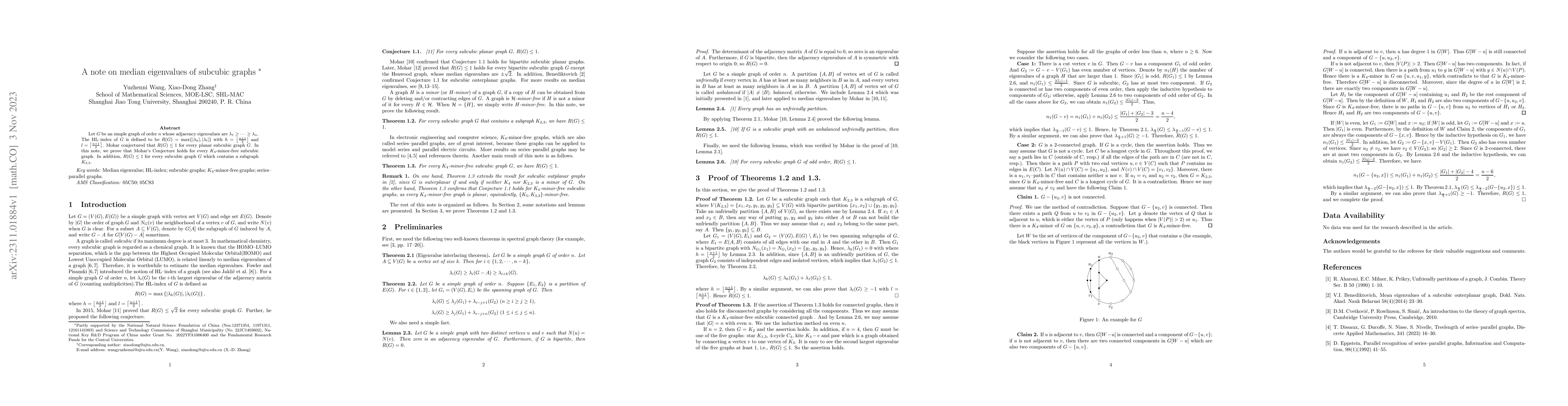 Thumbnail for A note on median eigenvalues of subcubic graphs