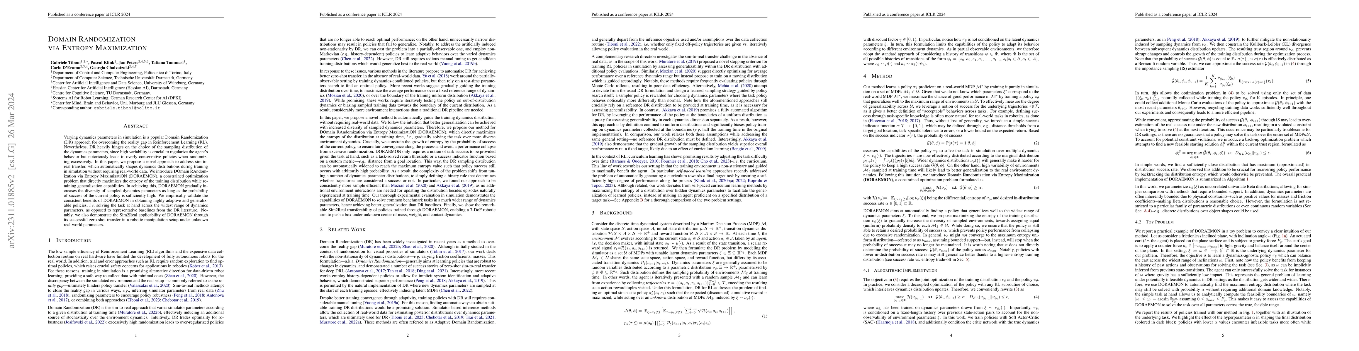 Thumbnail for Domain Randomization via Entropy Maximization