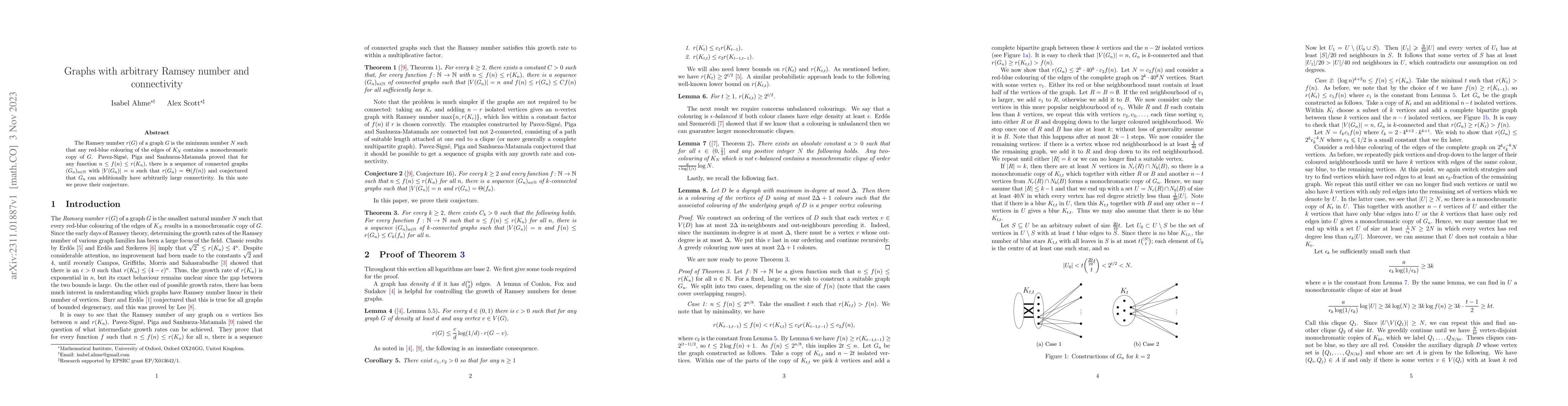 Thumbnail for Graphs with arbitrary Ramsey number and connectivity