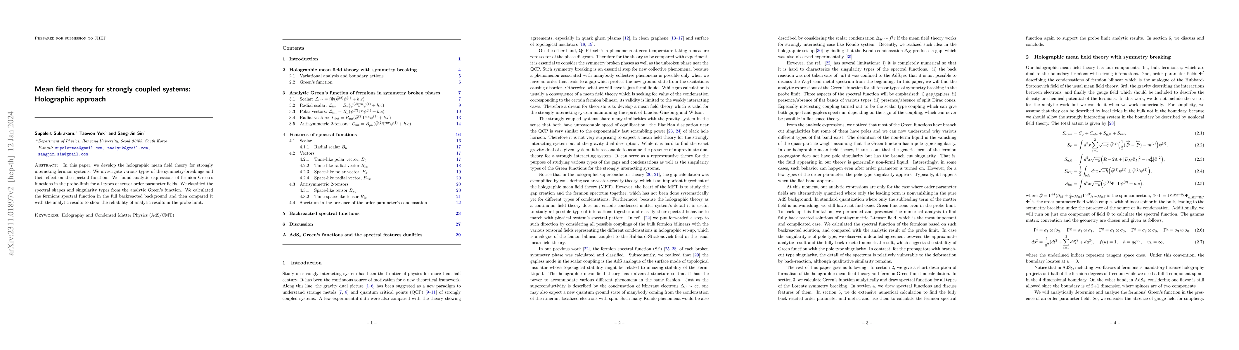 Thumbnail for Mean field theory for strongly coupled systems: Holographic approach