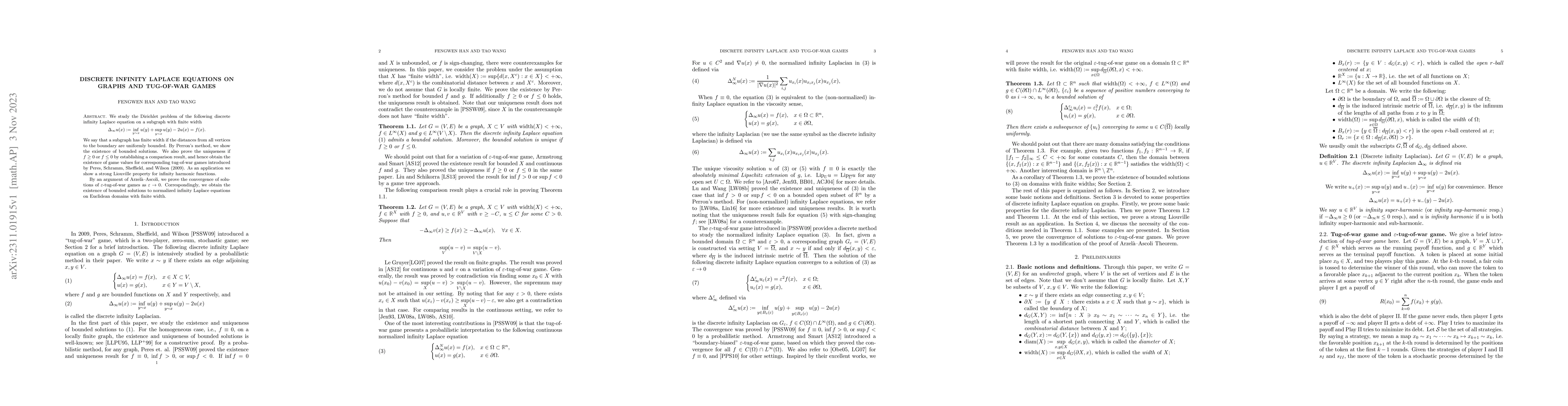 Thumbnail for Discrete infinity Laplace equations on graphs and tug-of-war games