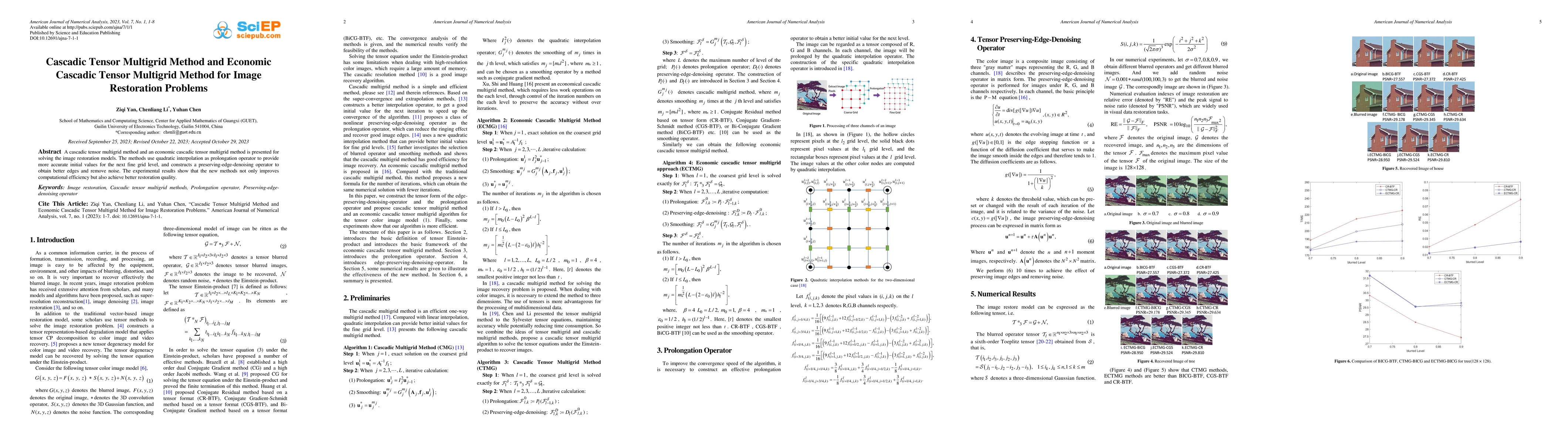 Thumbnail for Cascadic Tensor Multigrid Method and Economic Cascadic Tensor Multigrid
  Method for Image Restoration Problems
