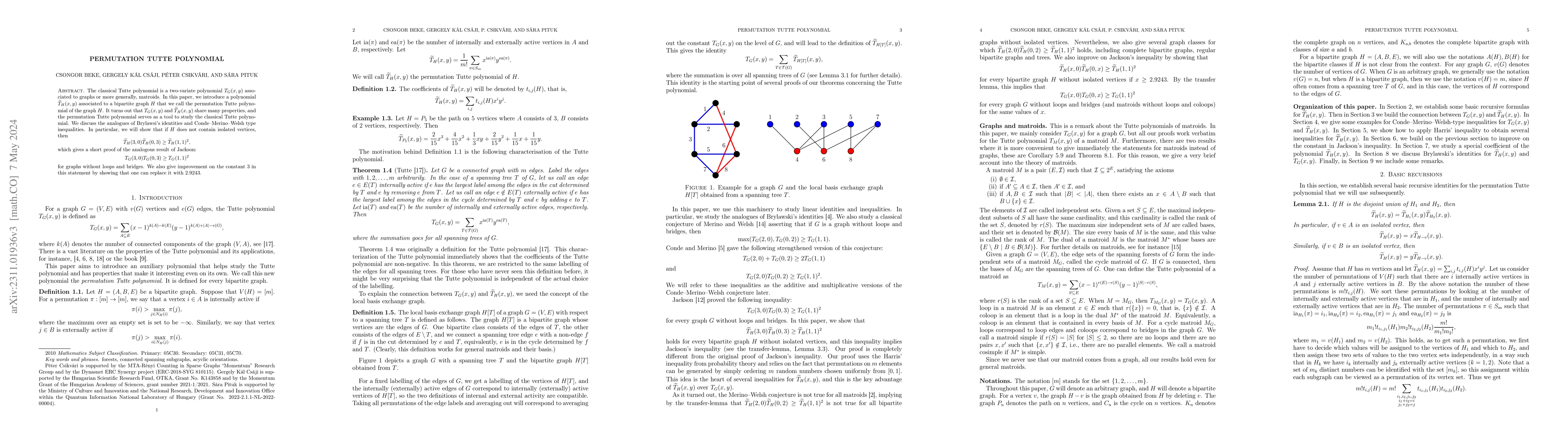 Thumbnail for Permutation Tutte polynomial