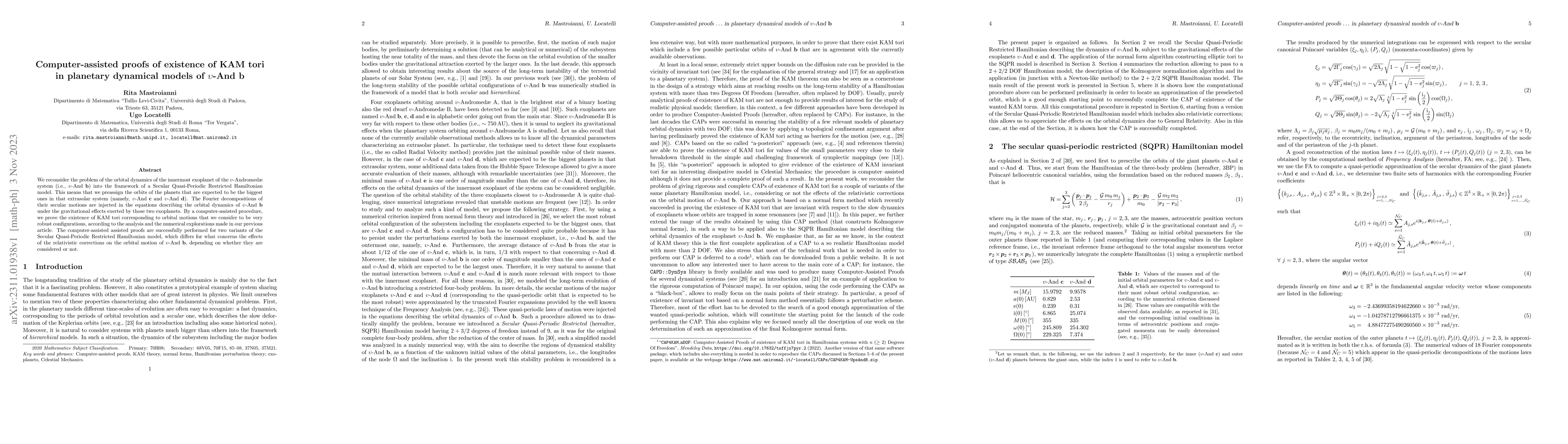 Thumbnail for Computer-assisted proofs of existence of KAM tori in planetary dynamical
  models of $\upsilon$-And $\mathbf{b}$