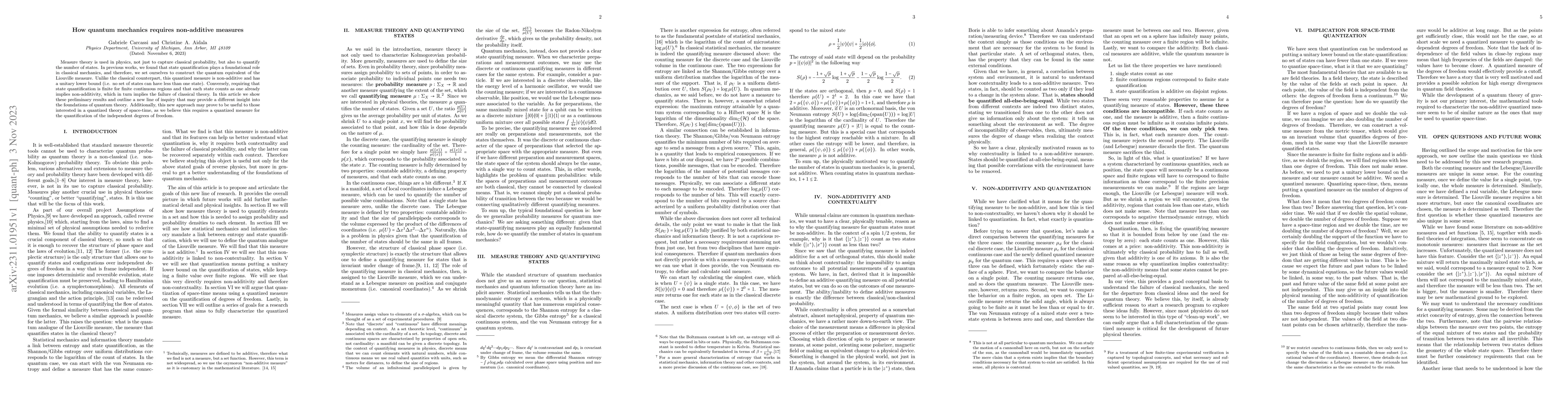 Thumbnail for How quantum mechanics requires non-additive measures