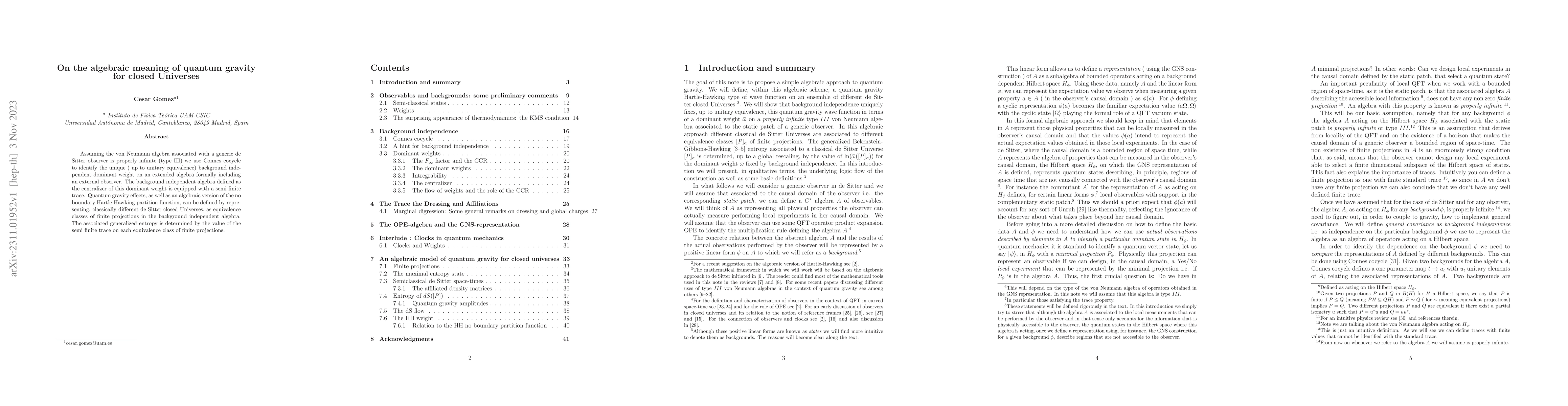 Thumbnail for On the algebraic meaning of quantum gravity for closed Universes