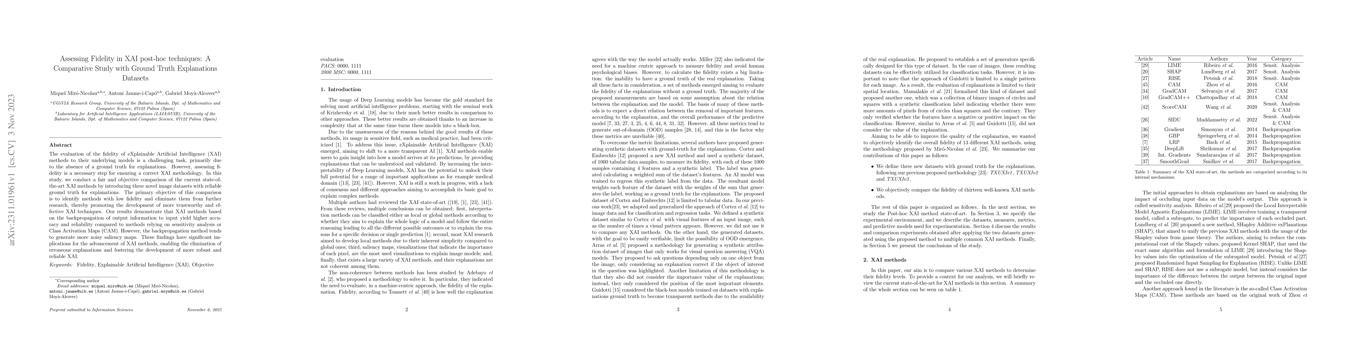 Thumbnail for Assessing Fidelity in XAI post-hoc techniques: A Comparative Study with
  Ground Truth Explanations Datasets