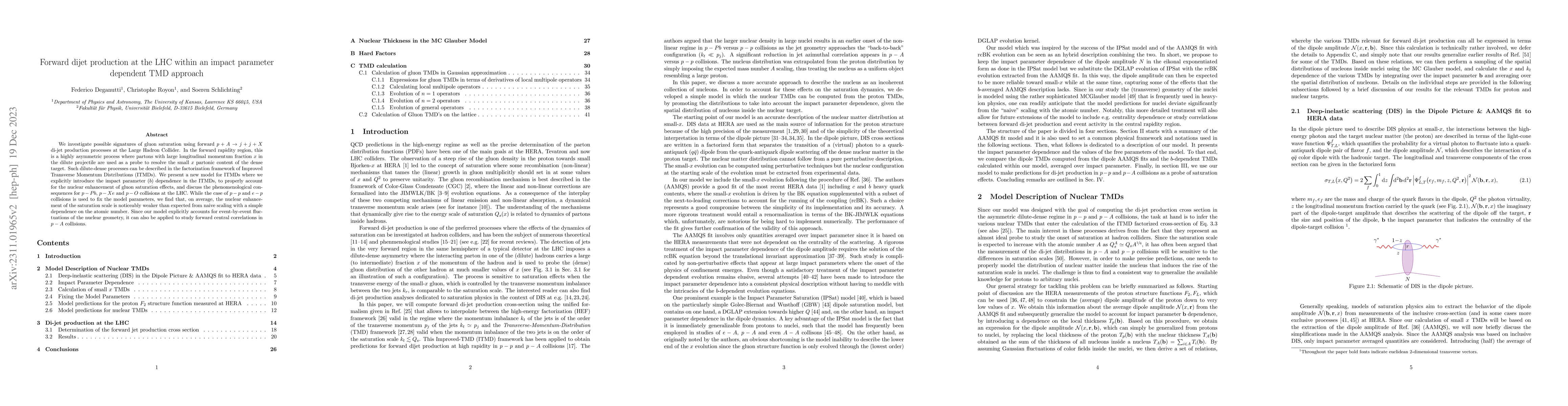 Thumbnail for Forward dijet production at the LHC within an impact parameter dependent
  TMD approach