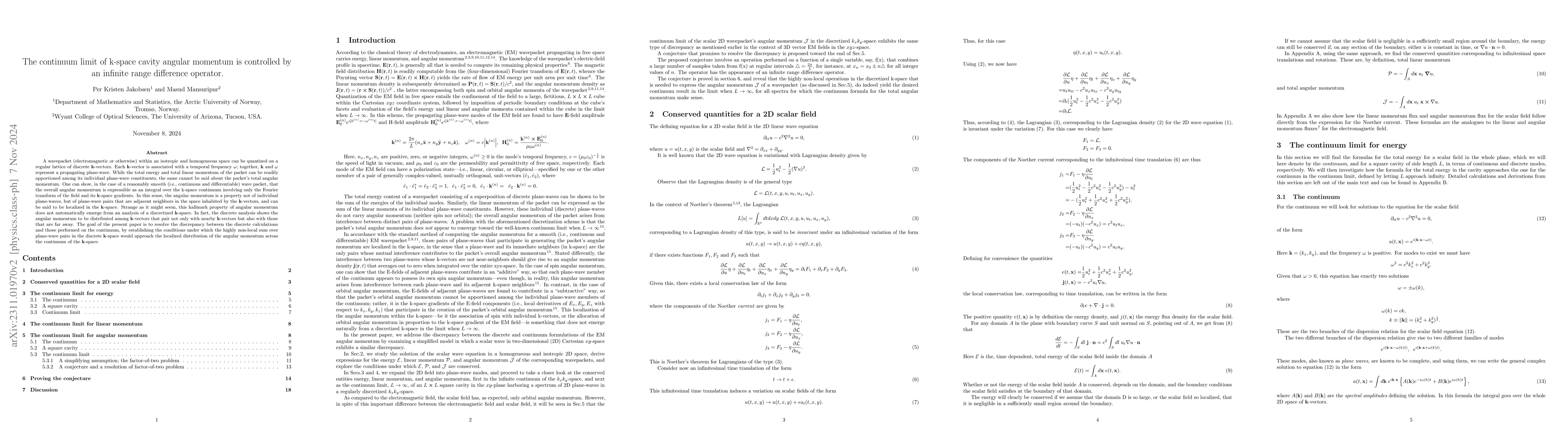 Thumbnail for The continuum limit of k-space cavity angular momentum is controlled by
  an infinite range difference operator