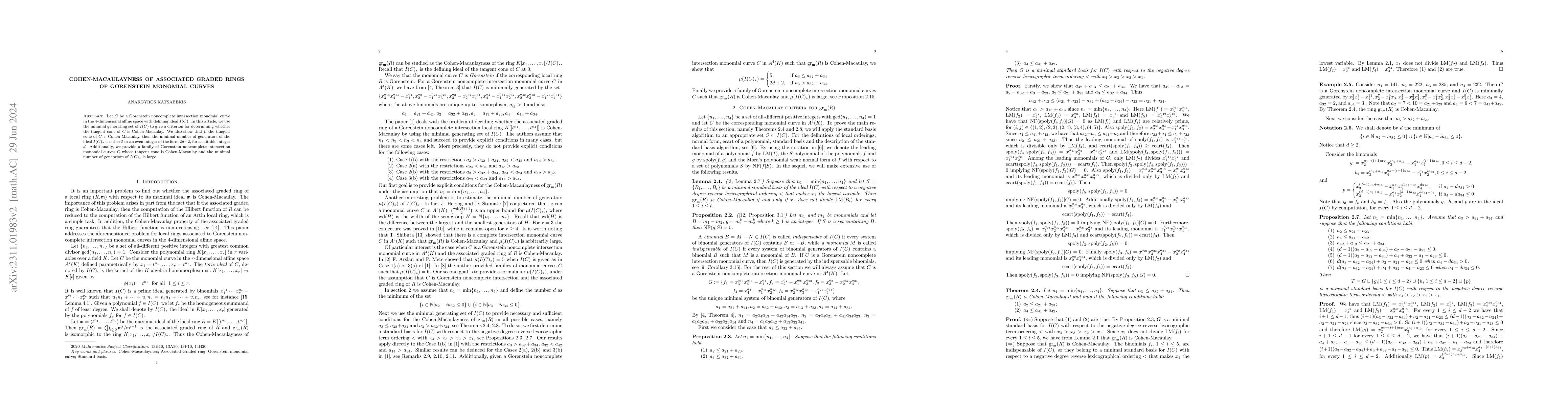 Thumbnail for Cohen-Macaulayness of associated graded rings of Gorenstein monomial
  curves