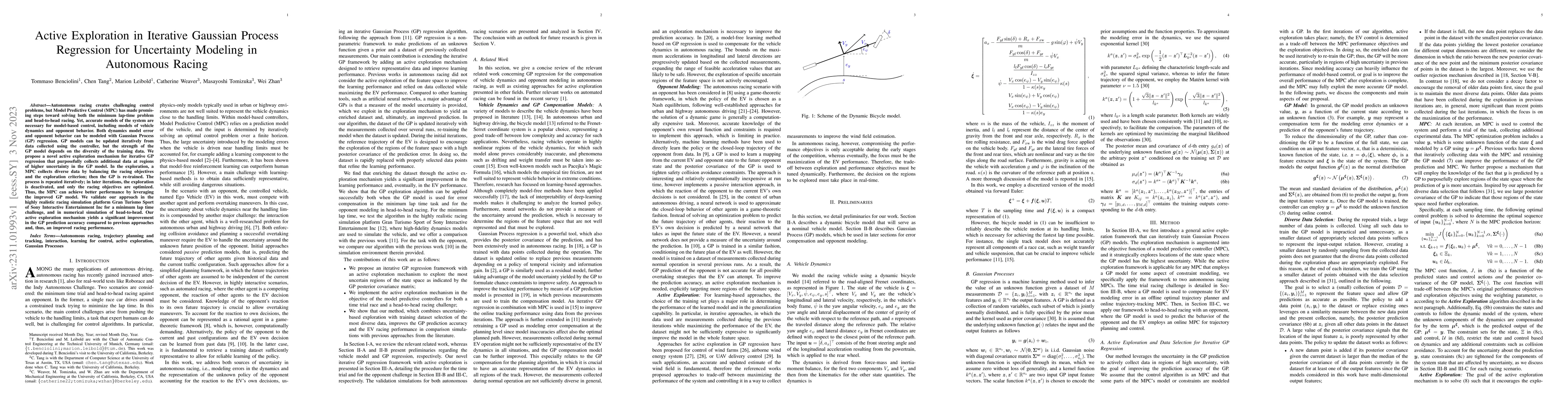 Thumbnail for Active Exploration in Iterative Gaussian Process Regression for
  Uncertainty Modeling in Autonomous Racing
