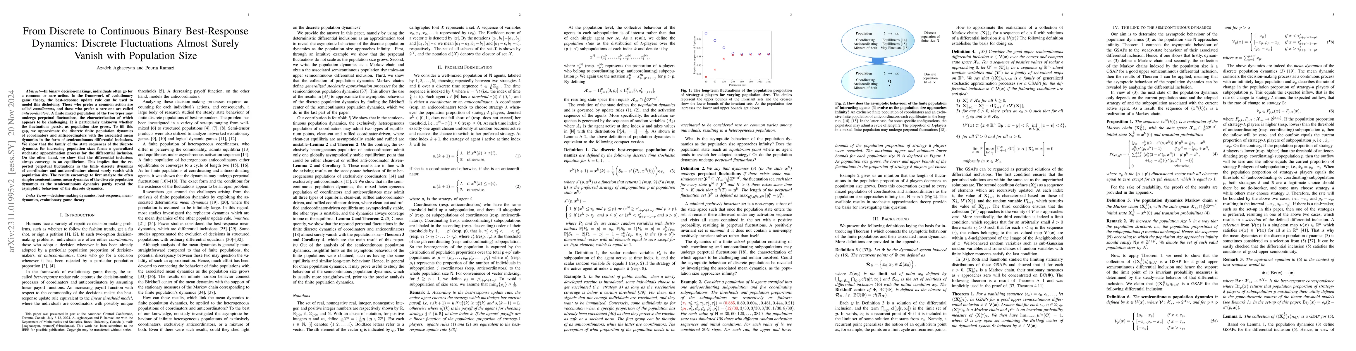 Thumbnail for From Discrete to Continuous Best-Response Dynamics: Discrete
  Fluctuations Do not Scale with the Population Size