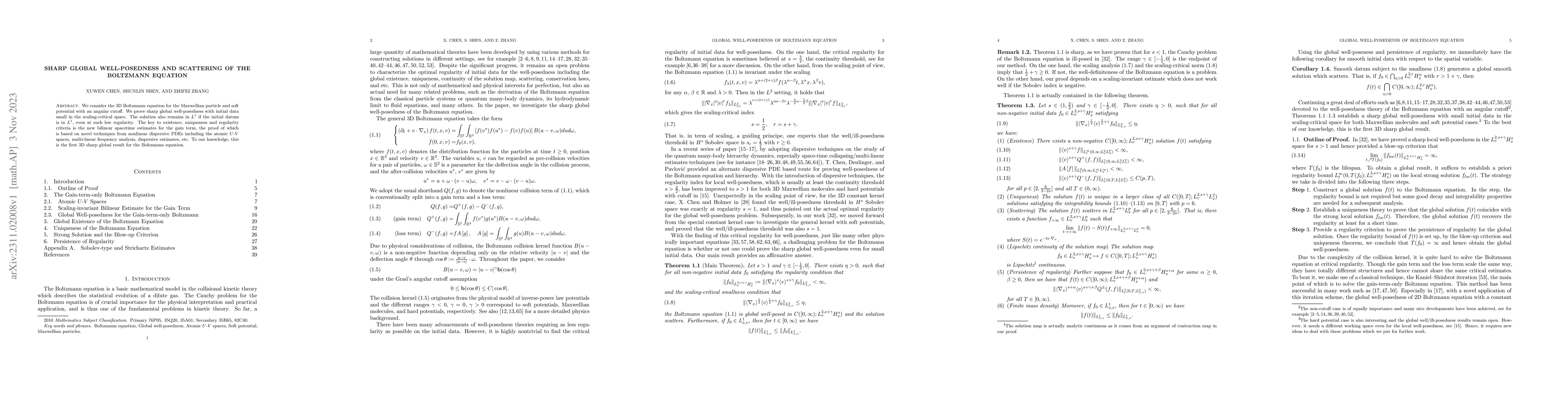 Thumbnail for Sharp Global Well-posedness and Scattering of the Boltzmann Equation