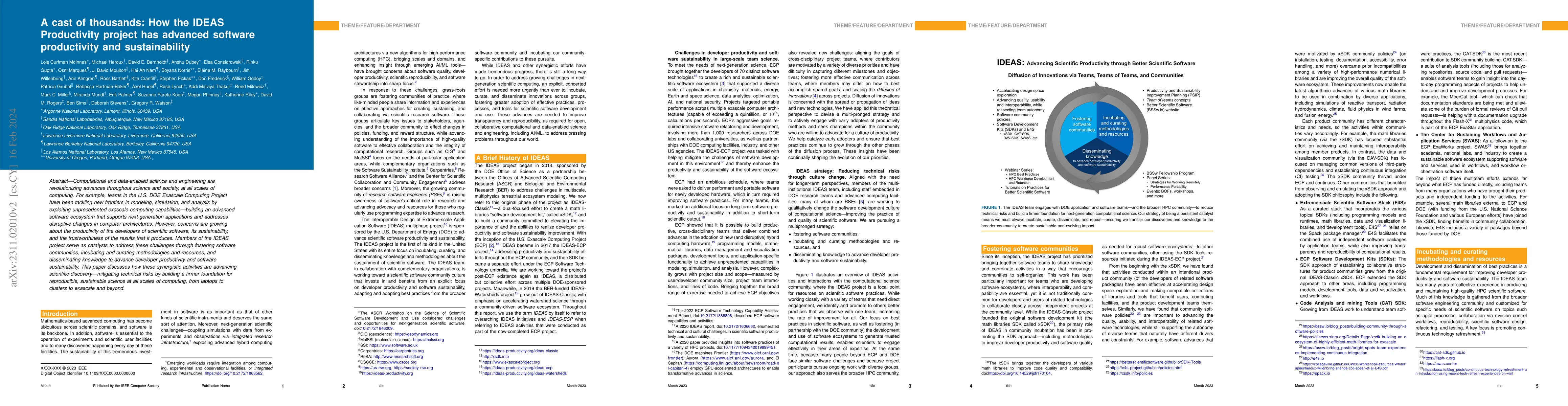 Thumbnail for A cast of thousands: How the IDEAS Productivity project has advanced
  software productivity and sustainability
