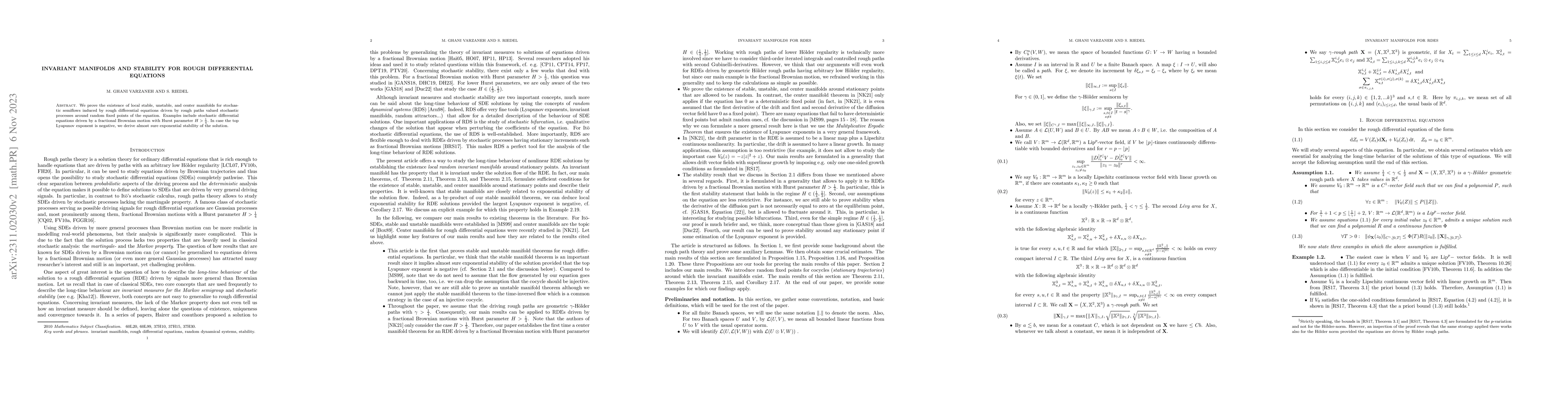 Thumbnail for Invariant manifolds and stability for rough differential equations