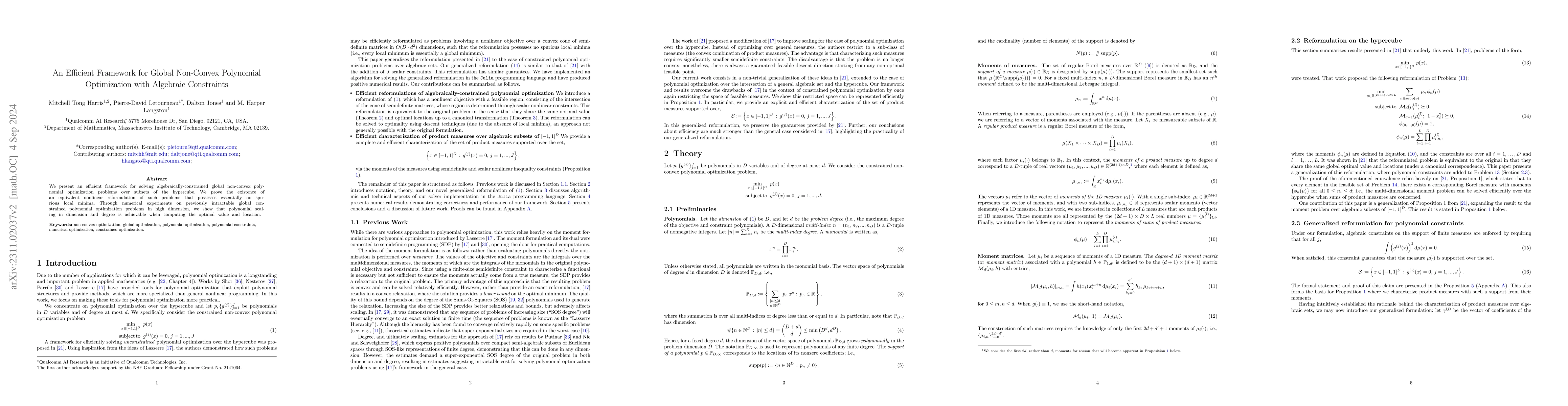 Thumbnail for An Efficient Framework for Global Non-Convex Polynomial Optimization
  with Nonlinear Polynomial Constraints