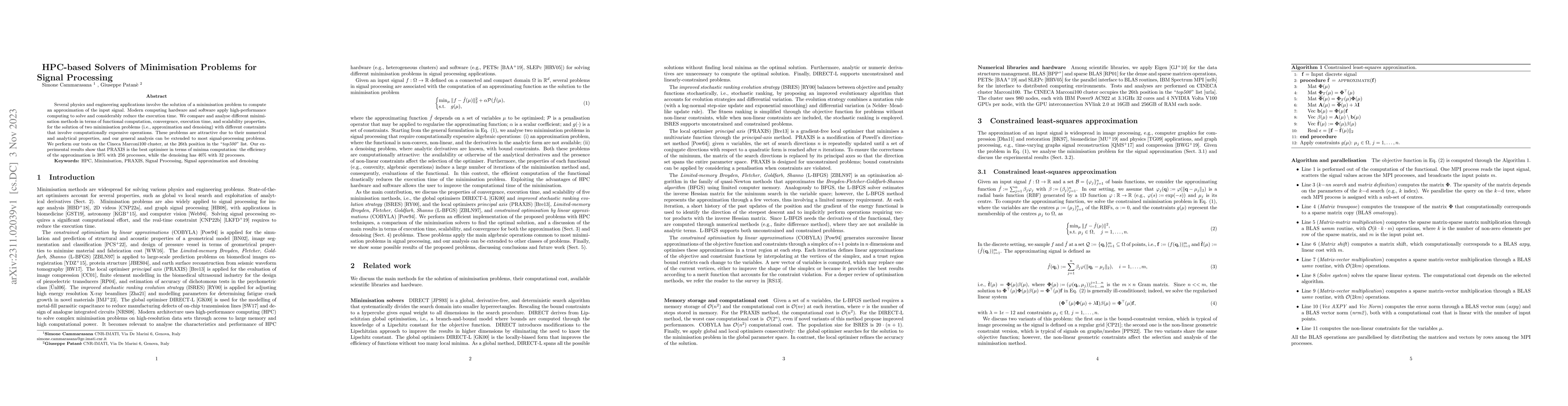 Thumbnail for HPC-based Solvers of Minimisation Problems for Signal Processing