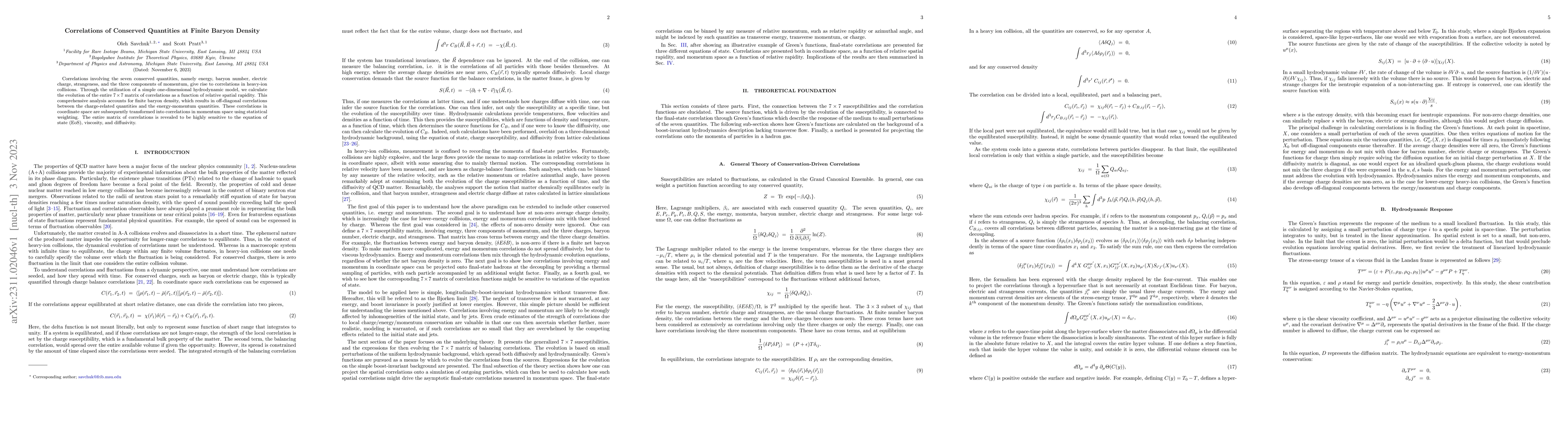 Thumbnail for Correlations of Conserved Quantities at Finite Baryon Density