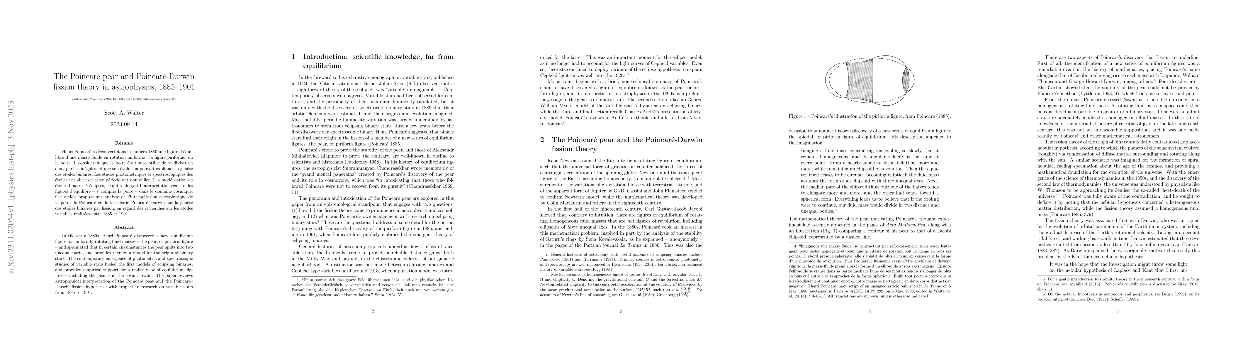 Thumbnail for The Poincar\'e pear and Poincar\'e-Darwin fission theory in
  astrophysics, 1885-1901