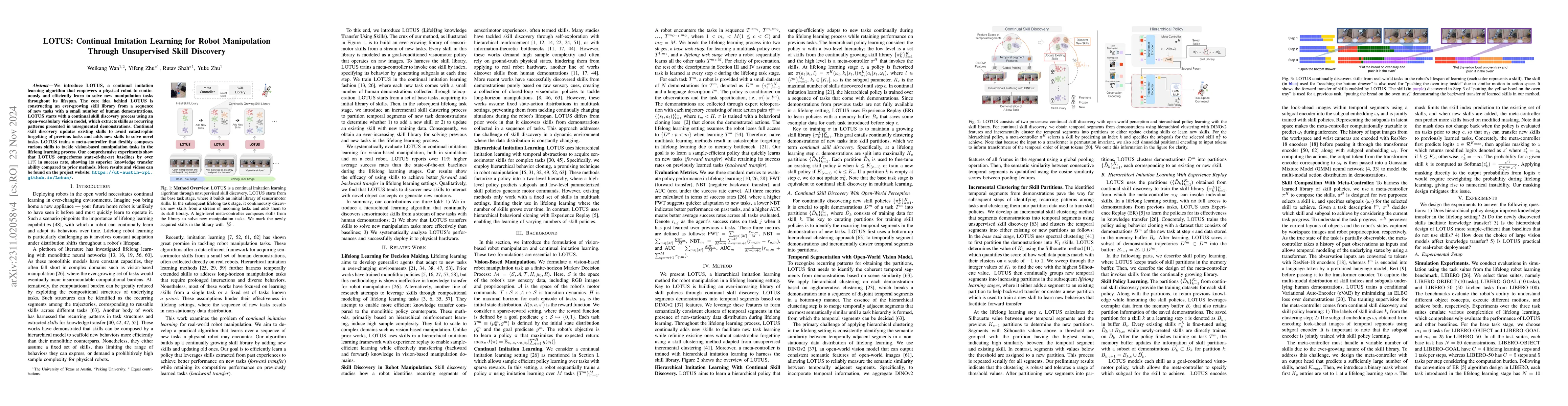 Thumbnail for LOTUS: Continual Imitation Learning for Robot Manipulation Through
  Unsupervised Skill Discovery