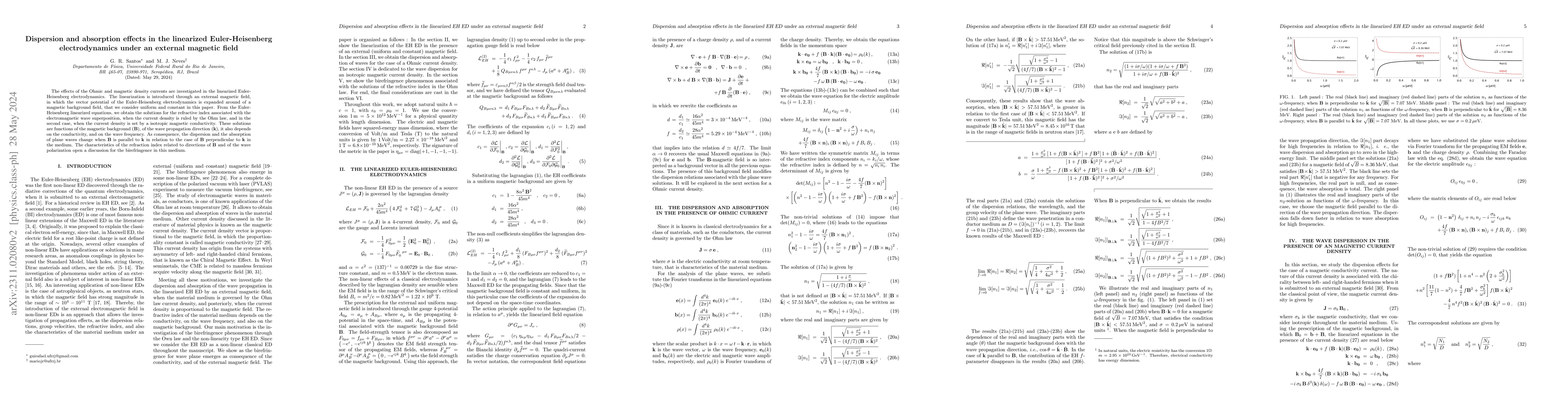 Thumbnail for Dispersion and absorption effects in the linearized Euler-Heisenberg
  electrodynamics under an external magnetic field
