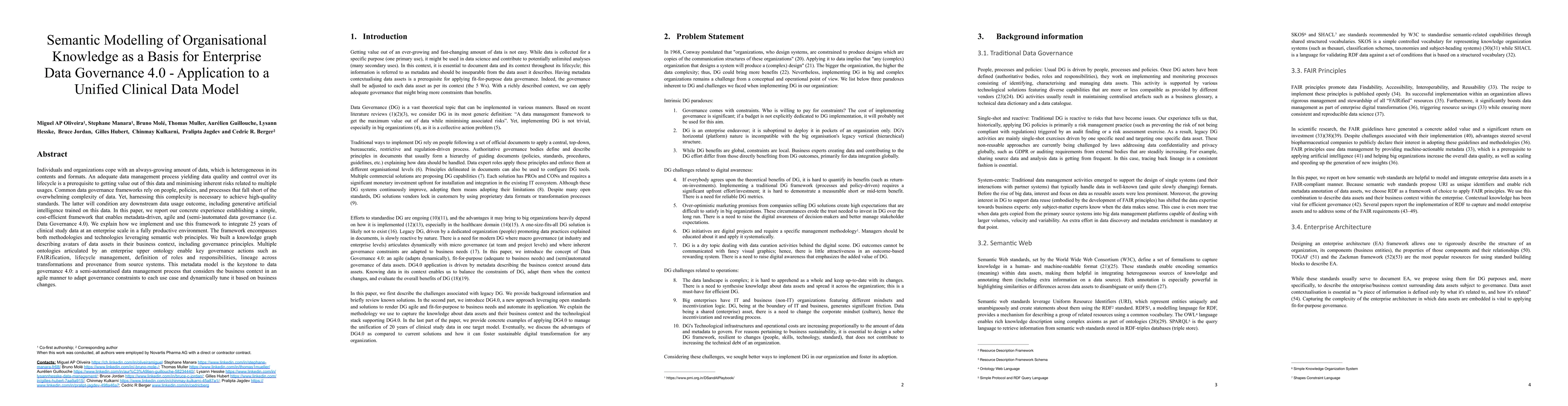 Thumbnail for Semantic Modelling of Organizational Knowledge as a Basis for Enterprise
  Data Governance 4.0 -- Application to a Unified Clinical Data Model