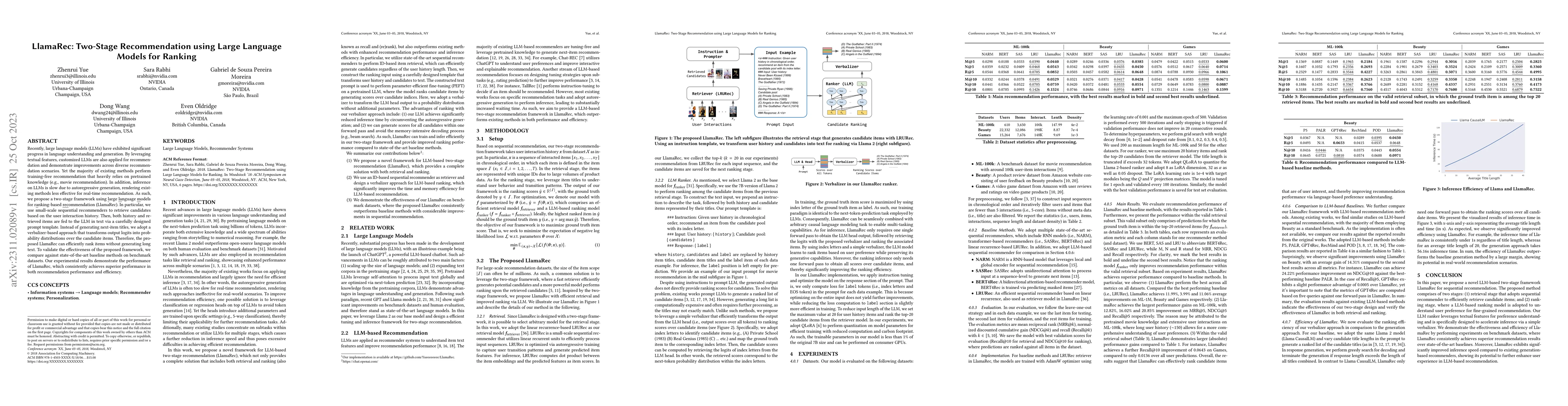 Thumbnail for LlamaRec: Two-Stage Recommendation using Large Language Models for
  Ranking