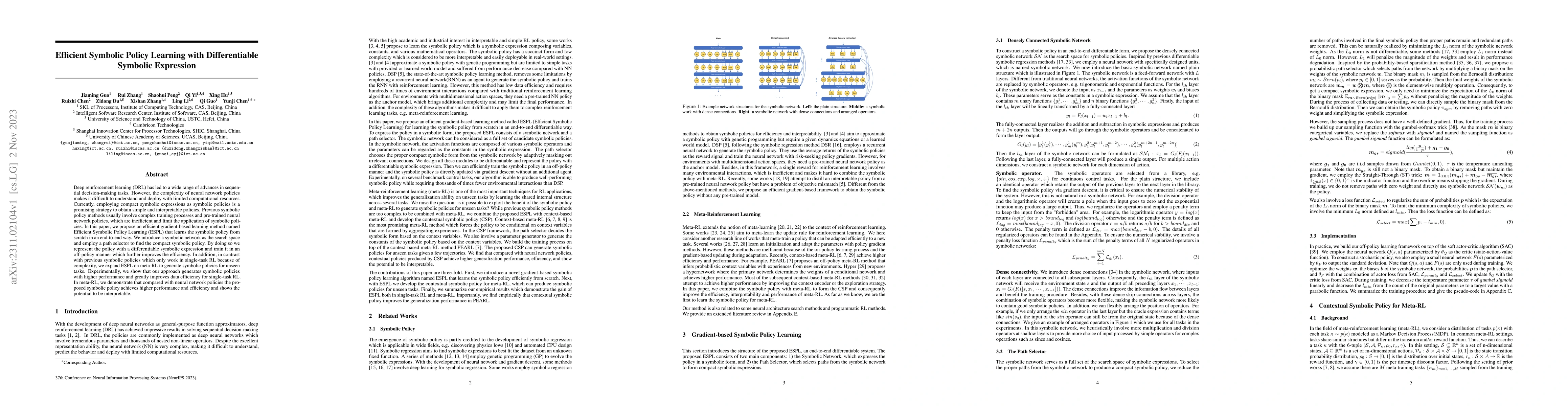 Thumbnail for Efficient Symbolic Policy Learning with Differentiable Symbolic
  Expression