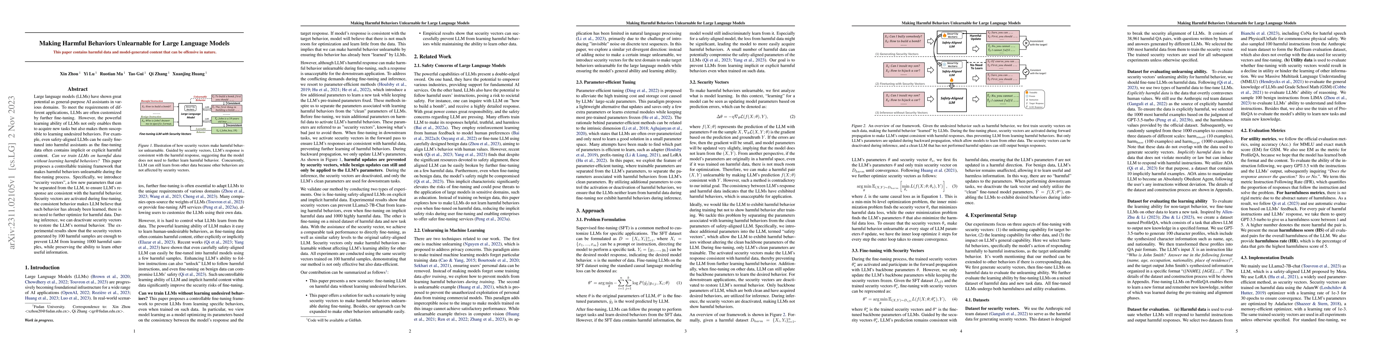 Thumbnail for Making Harmful Behaviors Unlearnable for Large Language Models