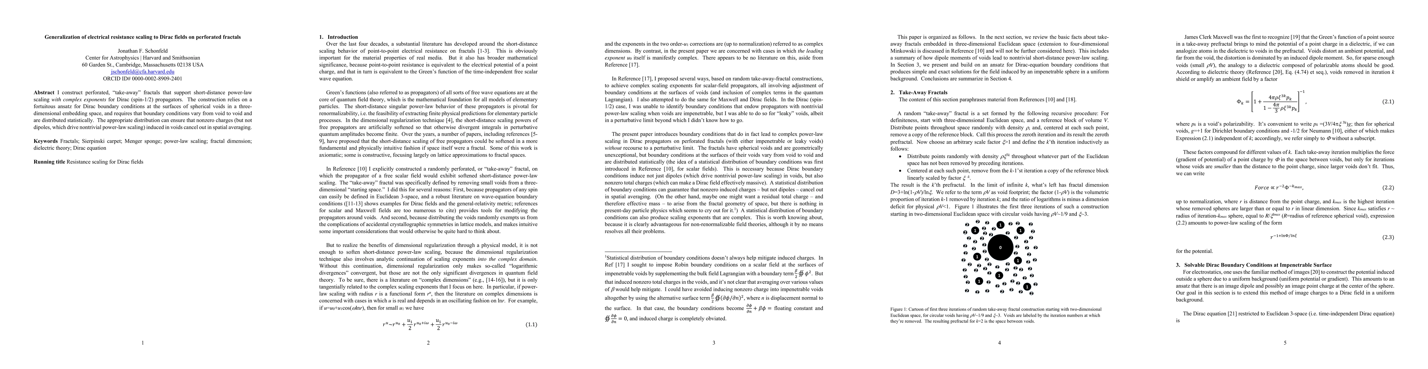 Thumbnail for Generalization of electrical resistance scaling to Dirac fields on
  perforated fractals