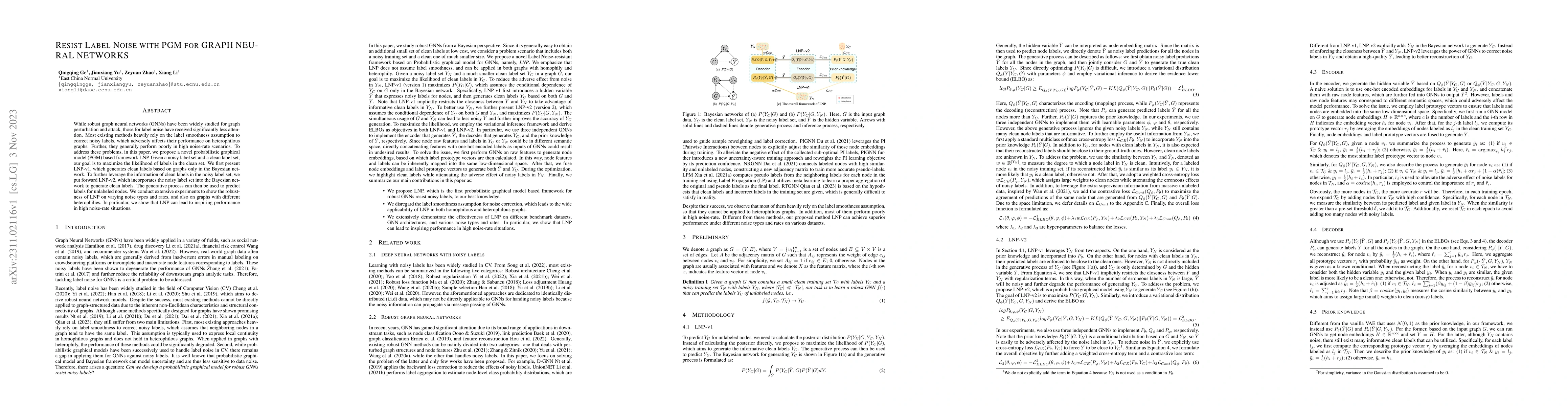 Thumbnail for Resist Label Noise with PGM for Graph Neural Networks