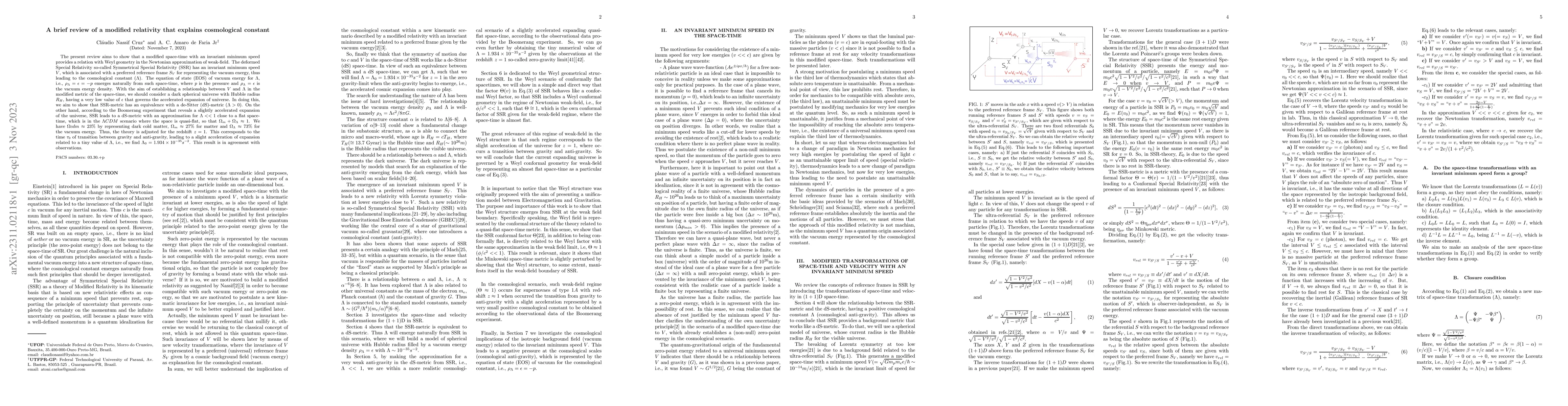 Thumbnail for A brief review of a modified relativity that explains cosmological
  constant