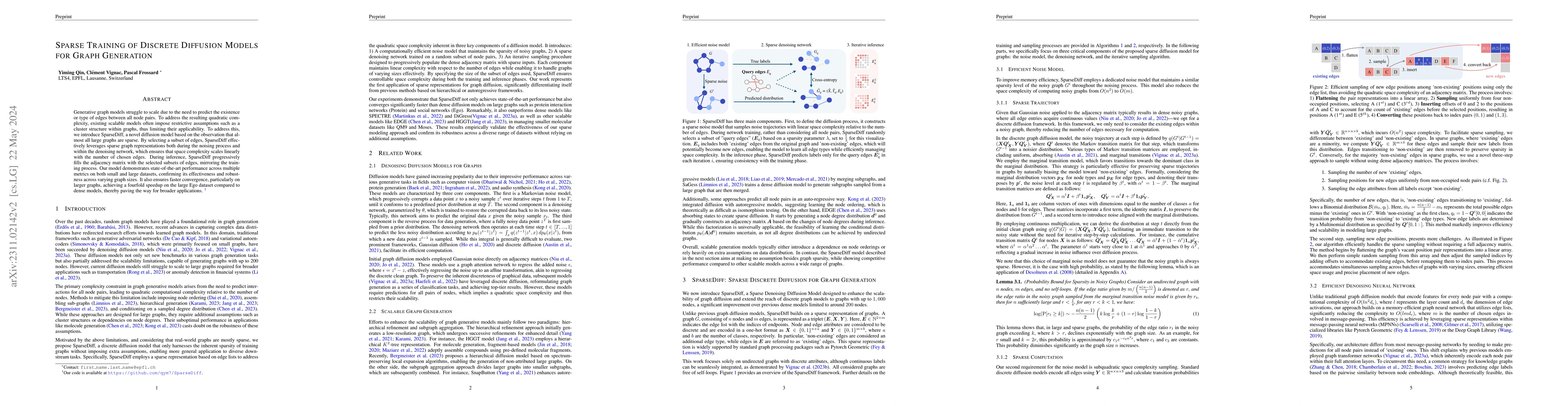Thumbnail for Sparse Training of Discrete Diffusion Models for Graph Generation