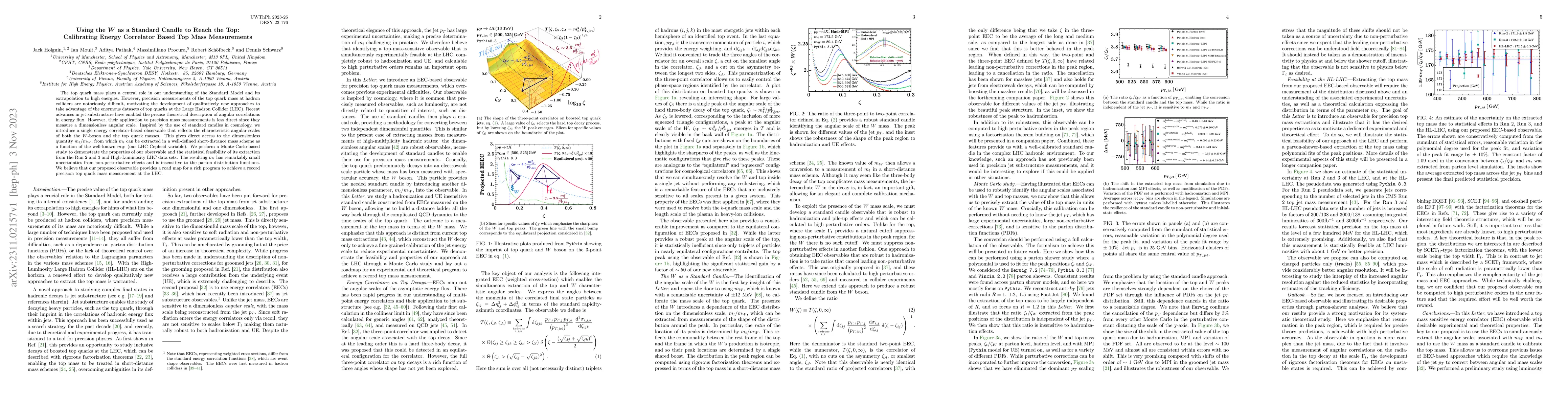Thumbnail for Using the $W$ as a Standard Candle to Reach the Top: Calibrating Energy
  Correlator Based Top Mass Measurements