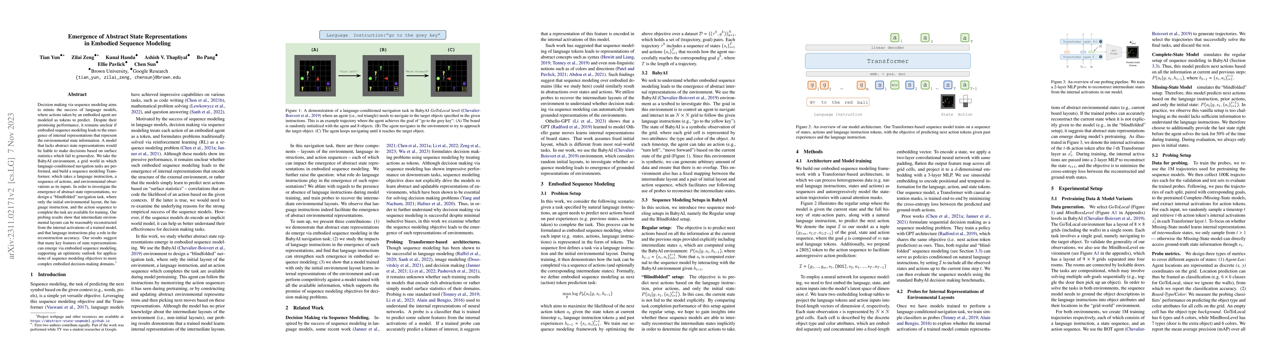Thumbnail for Emergence of Abstract State Representations in Embodied Sequence
  Modeling