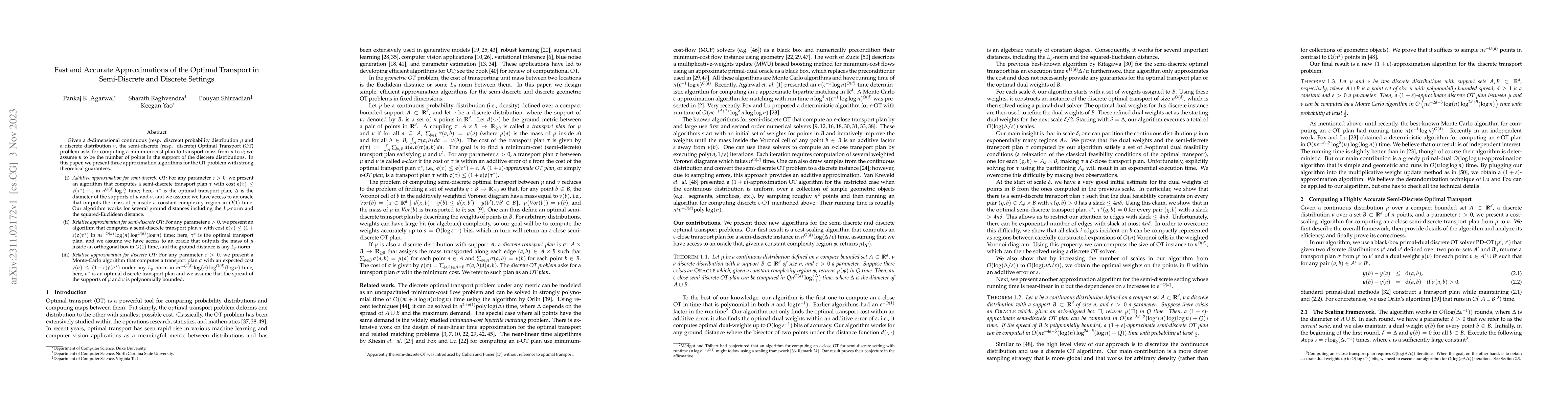 Thumbnail for Fast and Accurate Approximations of the Optimal Transport in
  Semi-Discrete and Discrete Settings