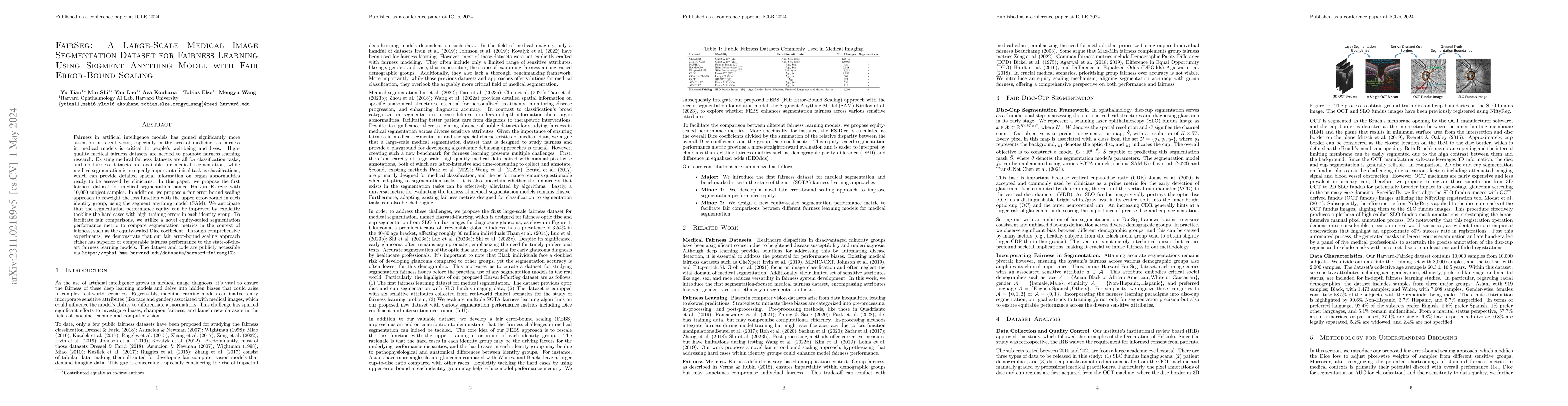 Thumbnail for FairSeg: A Large-Scale Medical Image Segmentation Dataset for Fairness
  Learning Using Segment Anything Model with Fair Error-Bound Scaling