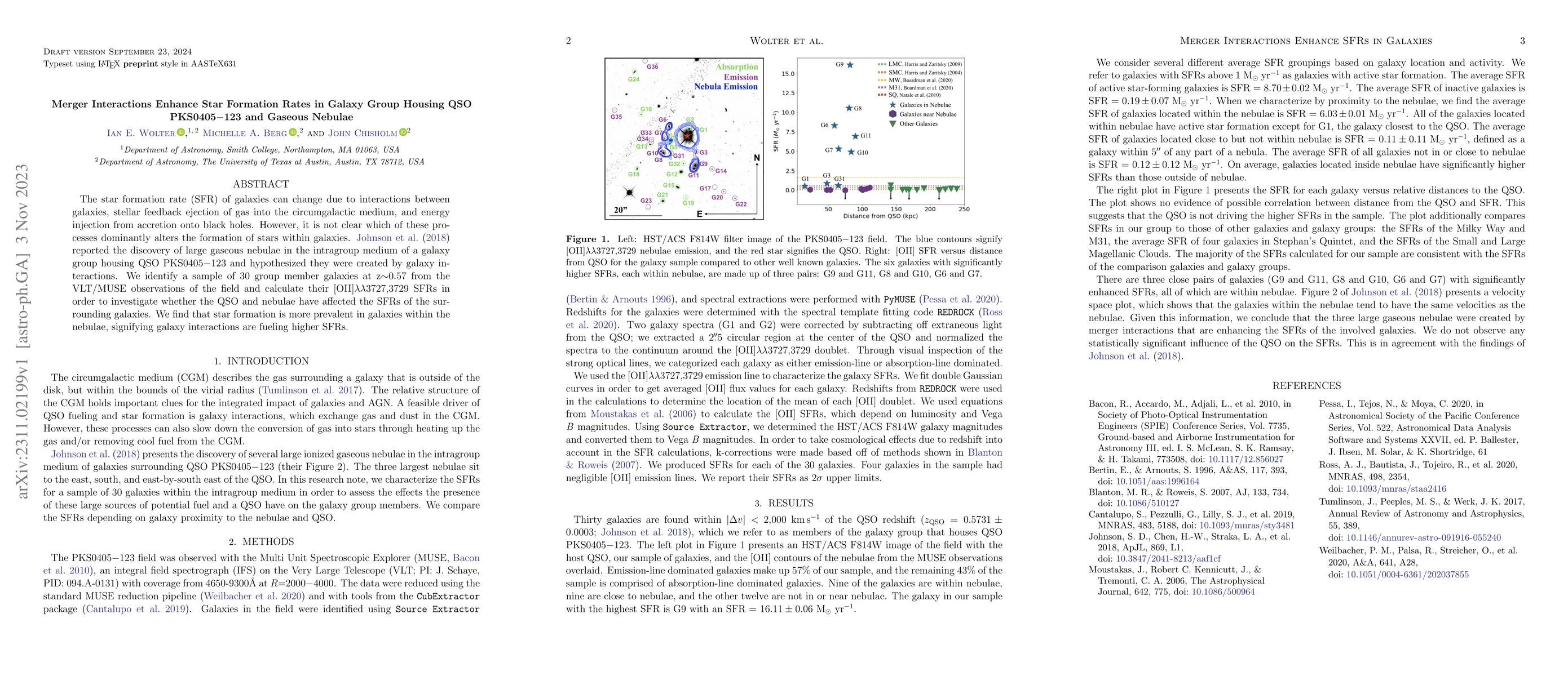 Thumbnail for Merger Interactions Enhance Star Formation Rates in Galaxy Group Housing
  QSO PKS0405$-$123 and Gaseous Nebulae