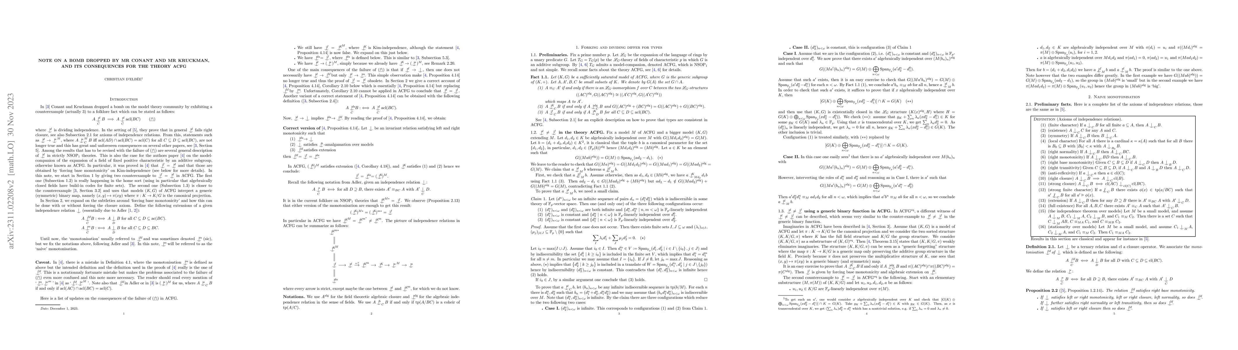 Thumbnail for Note on a bomb dropped by Mr Conant and Mr Kruckman, and its
  consequences for the theory ACFG